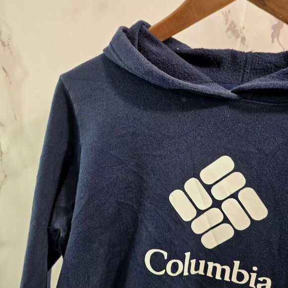 Columbia Hoodie Youth XL Navy White Spellout Sweatshirt Pullover Boys Trek Blue - Picture 2 of 12